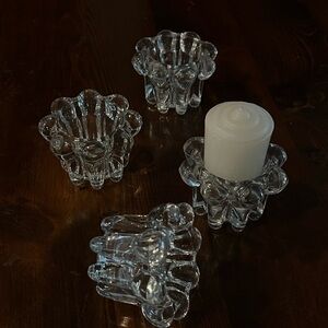 Elegant Clear Glass Candle Holders set of 4